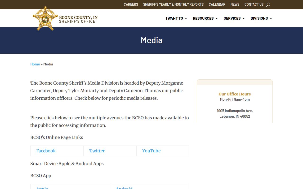 Boone County Sheriff media release records page